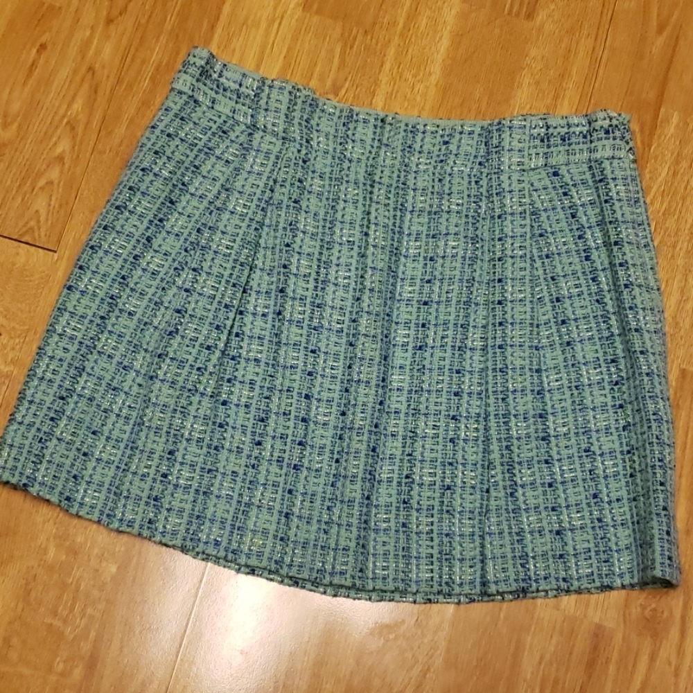 J Crew aqua tweed mini skirt sz 6